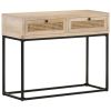 Console Table 39.4"x13.8"x29.9" Solid Mango Wood and Natural Cane