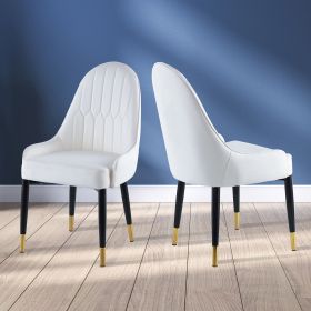 Modern Leather Dining Chair Set of 2, Upholstered Accent Dining Chair, Legs with Black Plastic Tube Plug