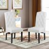 Dining PU Chair with Solid Wood Legs;  18.11" L x 24.01" W x 40.95" H White