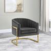 Dark Grey and Gold Tufted Barrel Accent Chair