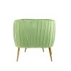 Velvet Accent Chair with Ottoman, Modern Tufted Barrel Chair Ottoman Set for Living Room Bedroom, Golden Finished, Grass Green