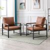 A&A Furniture,Modern Faux Leather Accent Chair with Black Powder Coated Metal Frame, Single Sofa for Living Room Bedroom, Orange