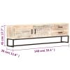 TV Stand White 55.1"x11.8"x17.7" Solid Wood Acacia