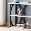 Modern Console Table with Three Open Shelves - Grey and White