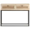 Console Table 39.4"x13.8"x29.9" Solid Mango Wood and Natural Cane