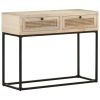 Console Table 39.4"x13.8"x29.9" Solid Mango Wood and Natural Cane