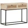 Console Table 39.4"x13.8"x29.9" Solid Mango Wood and Natural Cane