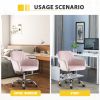 Accent chair Modern home office leisure chair with adjustable velvet height and adjustable casters (PINK)