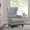 Button Tufted Wing-Back Accent Chair 1pc Light Gray Fabric Upholstered Pillow Solid Wood Traditional Living Room Furniture