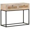 Console Table 39.4"x13.8"x29.9" Solid Mango Wood and Natural Cane