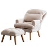 Soft Comfortable 1pc Accent Click Clack Chair with Ottoman Beige Fabric Upholstered Oak Finish Legs Living Room Furniture