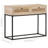 Console Table 39.4"x13.8"x29.9" Solid Mango Wood and Natural Cane