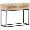 Console Table 39.4"x13.8"x29.9" Solid Mango Wood and Natural Cane