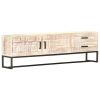 TV Stand White 55.1"x11.8"x17.7" Solid Wood Acacia