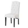 Dining PU Chair with Solid Wood Legs;  18.11" L x 24.01" W x 40.95" H White