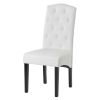 Dining PU Chair with Solid Wood Legs;  18.11" L x 24.01" W x 40.95" H White