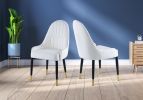 Modern Leather Dining Chair Set of 2, Upholstered Accent Dining Chair, Legs with Black Plastic Tube Plug