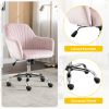 Accent chair Modern home office leisure chair with adjustable velvet height and adjustable casters (PINK)