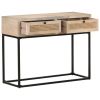 Console Table 39.4"x13.8"x29.9" Solid Mango Wood and Natural Cane