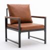 A&A Furniture,Modern Faux Leather Accent Chair with Black Powder Coated Metal Frame, Single Sofa for Living Room Bedroom, Orange