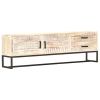 TV Stand White 55.1"x11.8"x17.7" Solid Wood Acacia