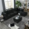 Ottoman for Modular Sectional,Black Velvet (25.5"x31.5"x19")