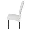 Dining PU Chair with Solid Wood Legs;  18.11" L x 24.01" W x 40.95" H White