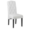 Dining PU Chair with Solid Wood Legs;  18.11" L x 24.01" W x 40.95" H White