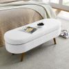 Ottoman Oval Storage Bench,Rubber Wood Legs