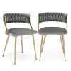 Upholstered Dining Chairs with Golden Metal Legs for Living Room