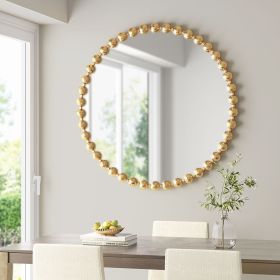 Beaded Round Wall Mirror 36"D (Color: as Pic)