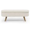 Ottoman Oval Storage Bench,Rubber Wood Legs