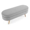 Ottoman Oval Storage Bench,Rubber Wood Legs