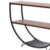 Rustic Industrial Design Demilune Shape Textured Metal Distressed Wood Console Table