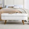 Ottoman Oval Storage Bench,Rubber Wood Legs