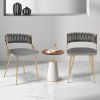 Upholstered Dining Chairs with Golden Metal Legs for Living Room